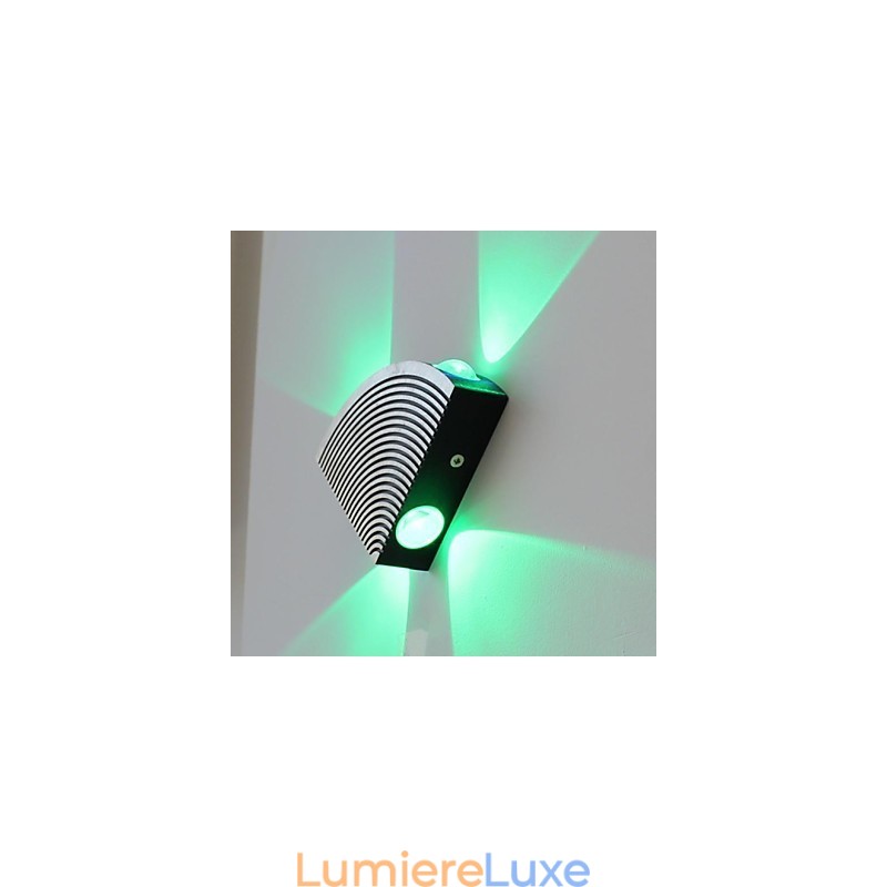Applique murale éventail quatre lumières en aluminium vert acrylique