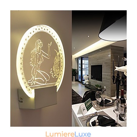 Applique murale en acrylique, lampe en PVC, puce lumineuse, moderne, contemporaine, métal, 5 W Applique murale en acrylique, lampe en PVC, puce lumineuse, moderne, contemporaine, métal, 5 W