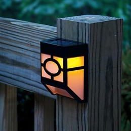 Lampe de terrasse murale solaire jaune chaud à 2 lanternes