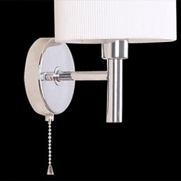 Applique murale élégante en métal et tissu avec 1 lumière en forme de cylindre blanc