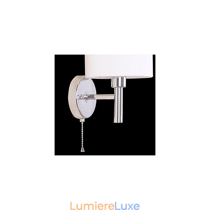 Applique murale élégante en métal et tissu avec 1 lumière en forme de cylindre blanc