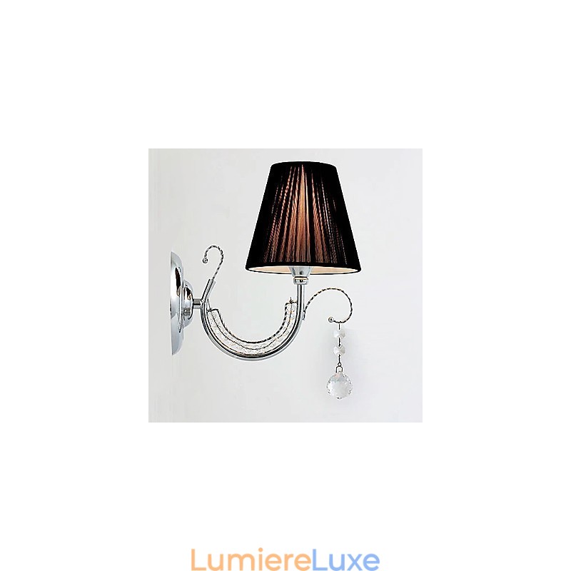 Applique murale contemporaine avec abat-jour en tissu et bras style lustre en cristal