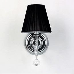 Applique murale contemporaine avec abat-jour en tissu et bras style lustre en cristal