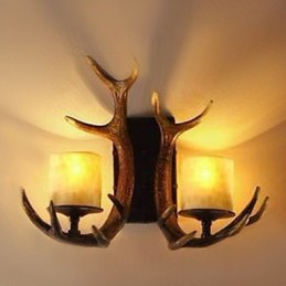 Applique murale à 2 lumières en bois de cerf
