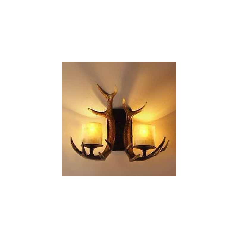 Applique murale à 2 lumières en bois de cerf