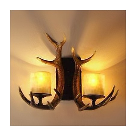 Applique murale à 2 lumières en bois de cerf Applique murale à 2 lumières en bois de cerf