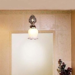 Applique murale de salle de bain 1 lumière classique en métal et verre peint