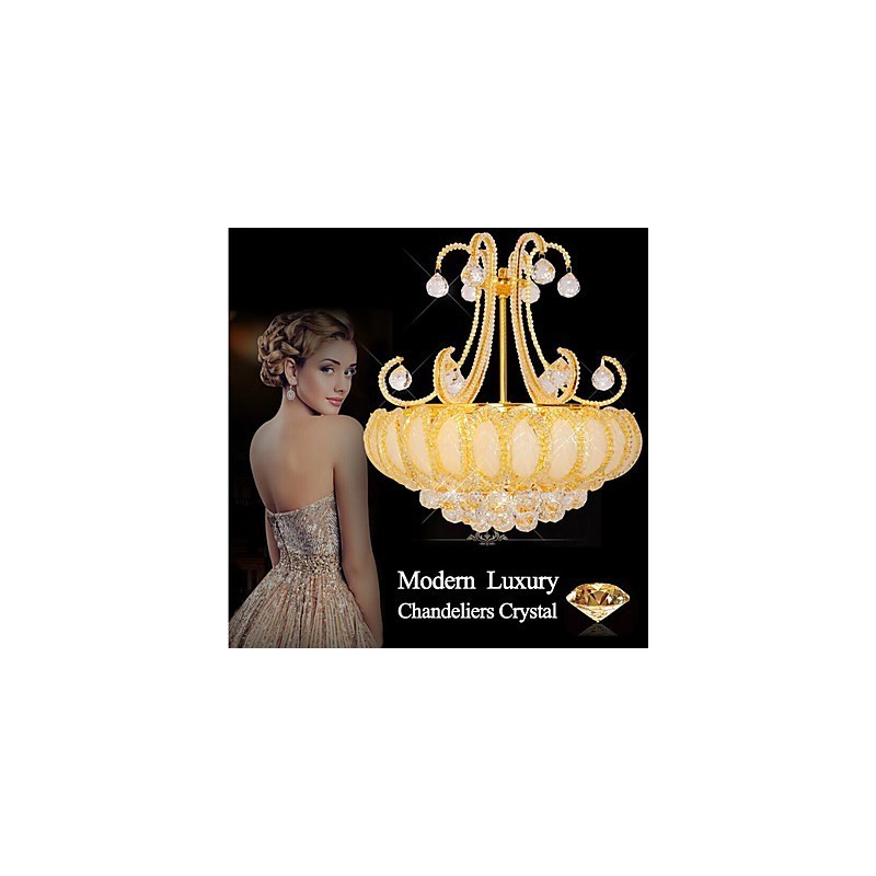 Lustre de luxe moderne en cristal, diamètre 50 cm, contient 8 ampoules