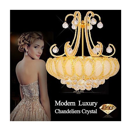 Lustre de luxe moderne en cristal, diamètre 50 cm, contient 8 ampoules Lustre de luxe moderne en cristal, diamètre 50 cm, contient 8 ampoules