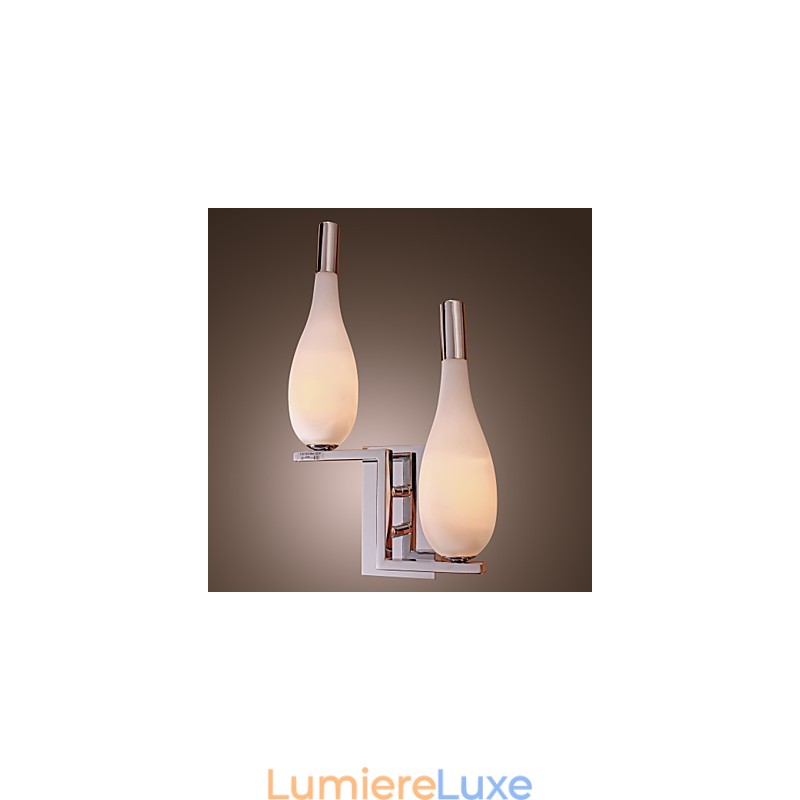 Applique murale en cristal avec abat-jour en forme de bouteille à 2 lumières