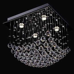Lustre chinois élégant en cristal à 4 lumières avec montage encastré