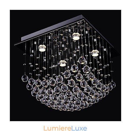Lustre chinois élégant en cristal à 4 lumières avec montage encastré Lustre chinois élégant en cristal à 4 lumières avec montage encastré
