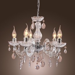 Plafonnier chromé Upligh, lampe bougie, luminaire acrylique, lustre suspendu