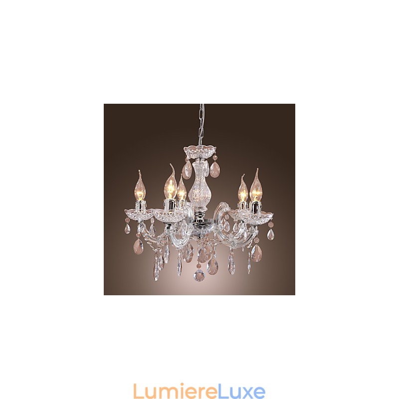 Plafonnier chromé Upligh, lampe bougie, luminaire acrylique, lustre suspendu