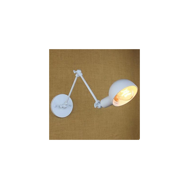 Applique murale double blanche en fer forgé à bras long