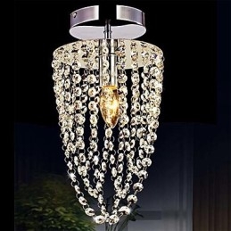Lustre moderne en cristal transparent K9 chromé à 1 ampoule