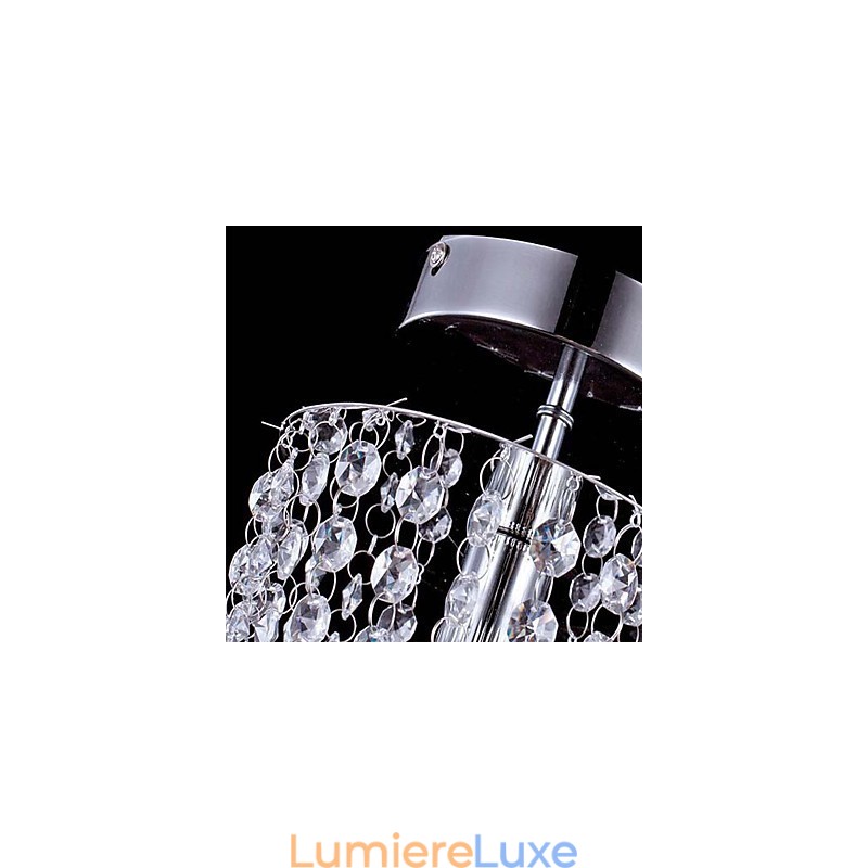 Lustre moderne en cristal transparent K9 chromé à 1 ampoule