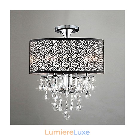 Lustre contemporain moderne en cristal de tambour de style mini chromé Lustre contemporain moderne en cristal de tambour de style mini chromé