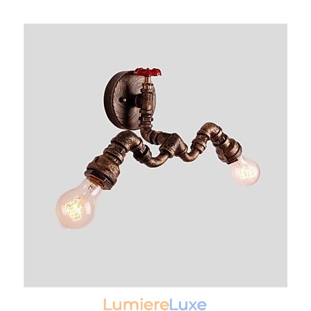 Appliques murales industrielles vintage en forme de tuyau, éclairage créatif pour restaurant, café, bar, décoration avec 2 lampes peintes Appliques murales industrielles vintage en forme de tuyau, éclairage créatif pour restaurant, café, bar, décoration avec 2 lampes peintes