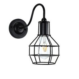 Applique murale en fer forgé, lampe sabre laser noire muette sur le mur