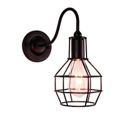 Applique murale en fer forgé, lampe sabre laser noire muette sur le mur