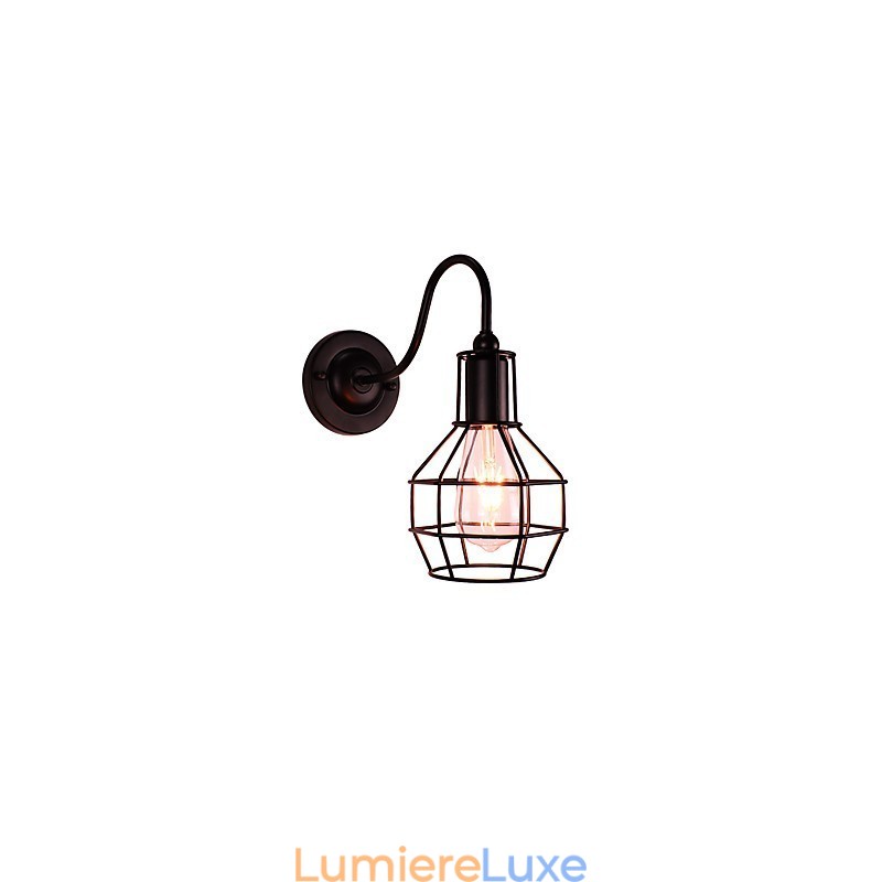Applique murale en fer forgé, lampe sabre laser noire muette sur le mur