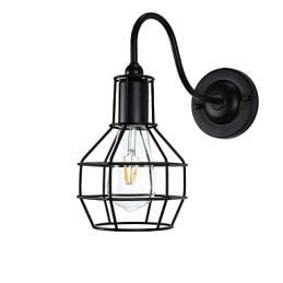 Applique murale en fer forgé, lampe sabre laser noire muette sur le mur