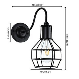 Applique murale en fer forgé, lampe sabre laser noire muette sur le mur