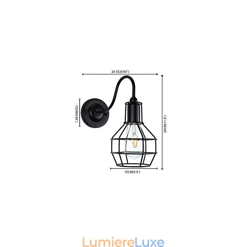 Applique murale en fer forgé, lampe sabre laser noire muette sur le mur