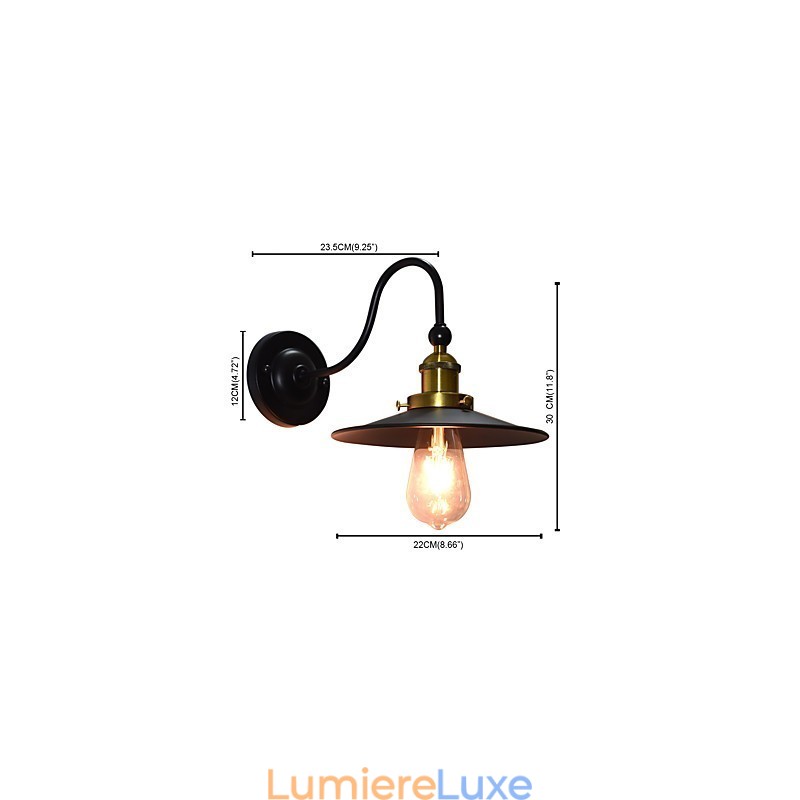 Applique murale en fer forgé, lampe sabre laser noire muette sur le mur