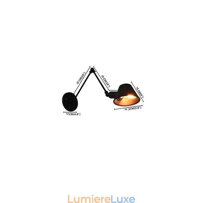 Applique murale en fer forgé, lampe sabre laser noire muette sur le mur