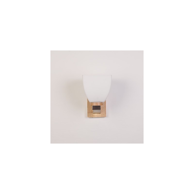 Lampe murale simple, lampe de chevet avec abat-jour en verre et bois massif pour chambre à coucher, commode, salon, chambre de bébé, dortoir universitaire, table basse, bibliothèque
