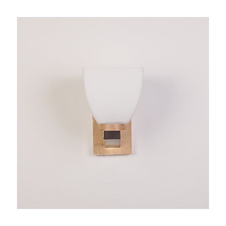 Lampe murale simple, lampe de chevet avec abat-jour en verre et bois massif pour chambre à coucher, commode, salon, chambre de bébé, dortoir universitaire, table basse, bibliothèque Lampe murale simple, lampe de chevet avec abat-jour en verre et bois massif pour chambre à coucher, commode, salon, chambre de bébé, dortoir universitaire, table basse, bibliothèque