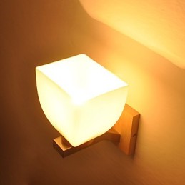 Lampe murale simple, lampe de chevet avec abat-jour en verre et bois massif pour chambre à coucher, commode, salon, chambre de bébé, dortoir universitaire, table basse, bibliothèque