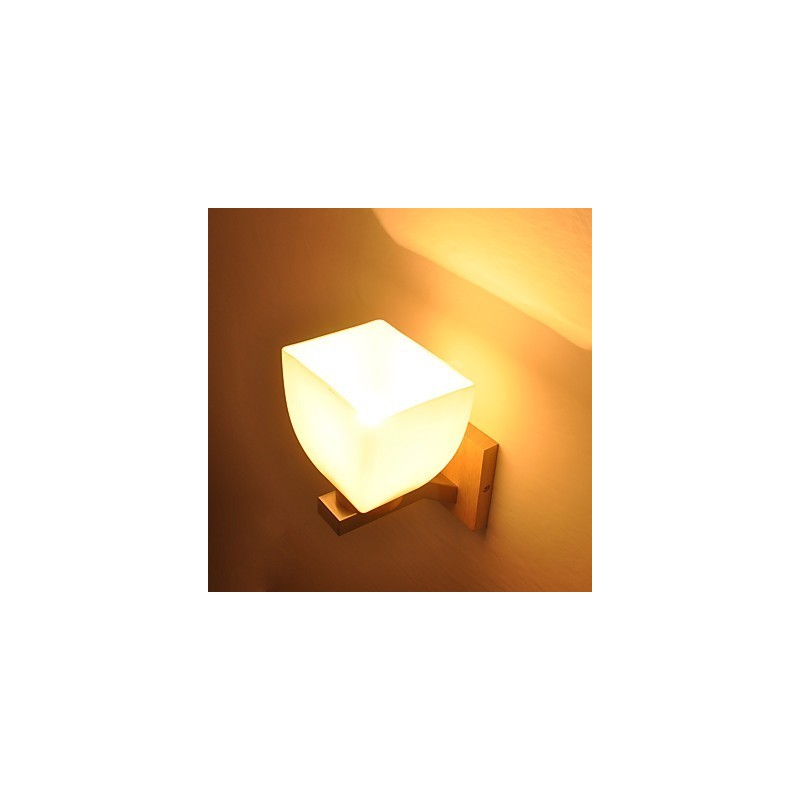 Lampe murale simple, lampe de chevet avec abat-jour en verre et bois massif pour chambre à coucher, commode, salon, chambre de bébé, dortoir universitaire, table basse, bibliothèque