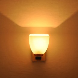 Lampe murale simple, lampe de chevet avec abat-jour en verre et bois massif pour chambre à coucher, commode, salon, chambre de bébé, dortoir universitaire, table basse, bibliothèque