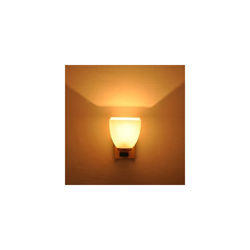 Lampe murale simple, lampe de chevet avec abat-jour en verre et bois massif pour chambre à coucher, commode, salon, chambre de bébé, dortoir universitaire, table basse, bibliothèque