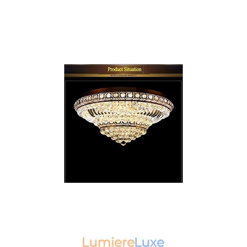 Plafonnier en cristal de luxe moderne avec dôme absorbant, diamètre 60 cm