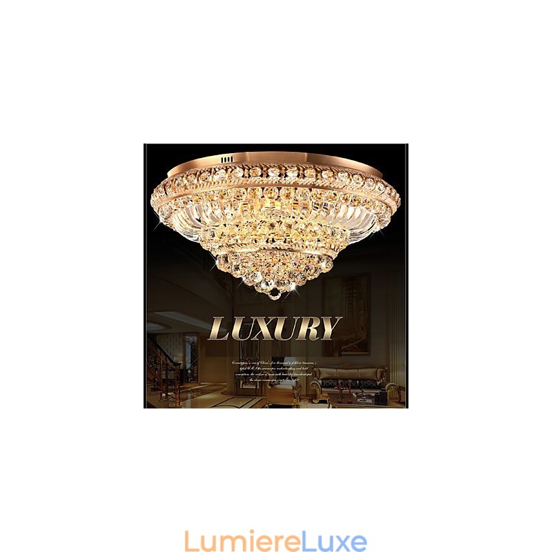 Plafonnier en cristal de luxe moderne avec dôme absorbant, diamètre 60 cm