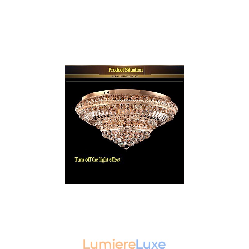 Plafonnier en cristal de luxe moderne avec dôme absorbant, diamètre 60 cm