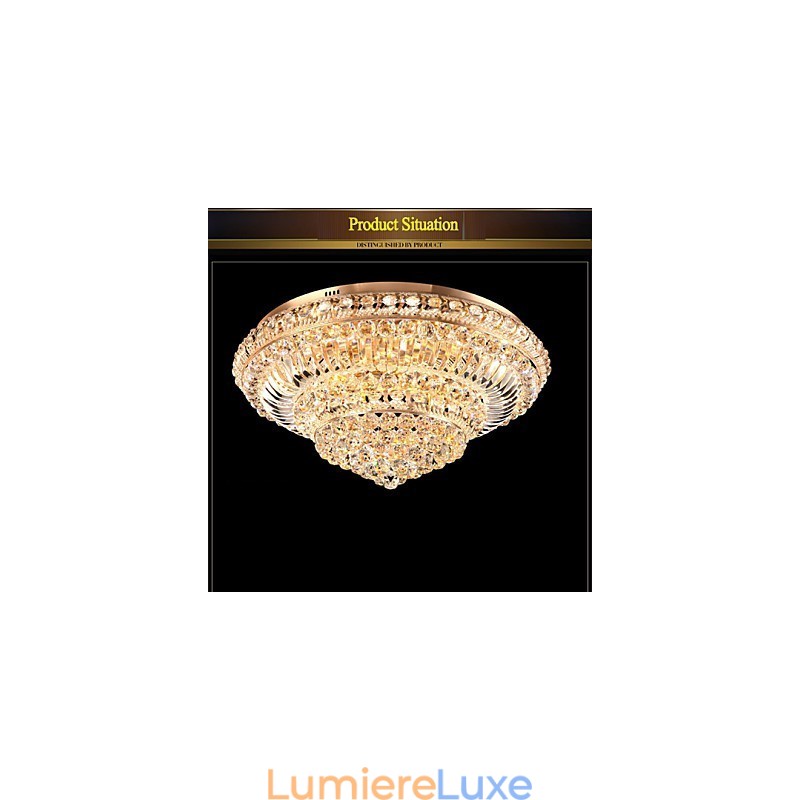 Plafonnier en cristal de luxe moderne avec dôme absorbant, diamètre 60 cm
