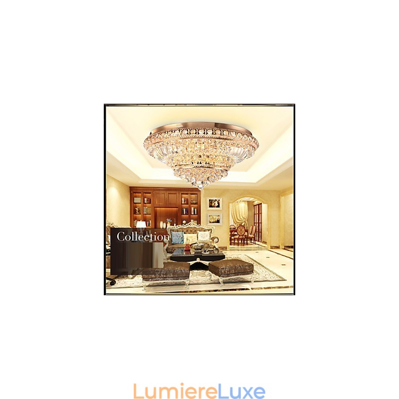 Plafonnier en cristal de luxe moderne avec dôme absorbant, diamètre 60 cm