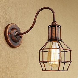 Lampe murale américaine à bras long en fer, style nostalgique et rétro, style créatif, couleur rouille, idéal pour un salon ou une étude