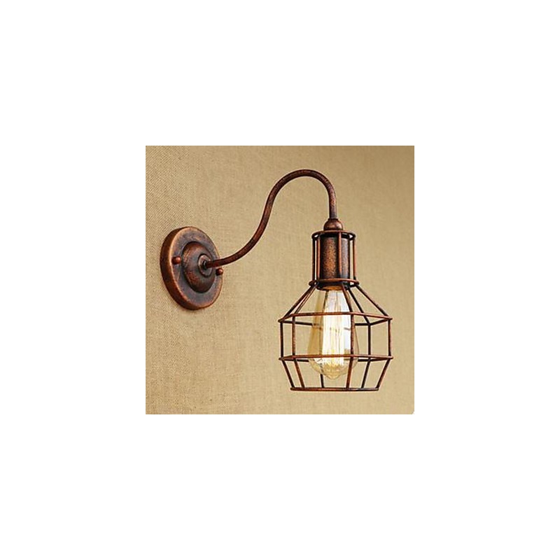 Lampe murale américaine à bras long en fer, style nostalgique et rétro, style créatif, couleur rouille, idéal pour un salon ou une étude