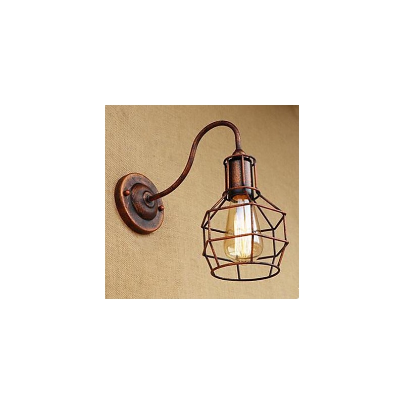 Lampe murale américaine à bras long en fer, style nostalgique et rétro, style créatif, couleur rouille, idéal pour un salon ou une étude