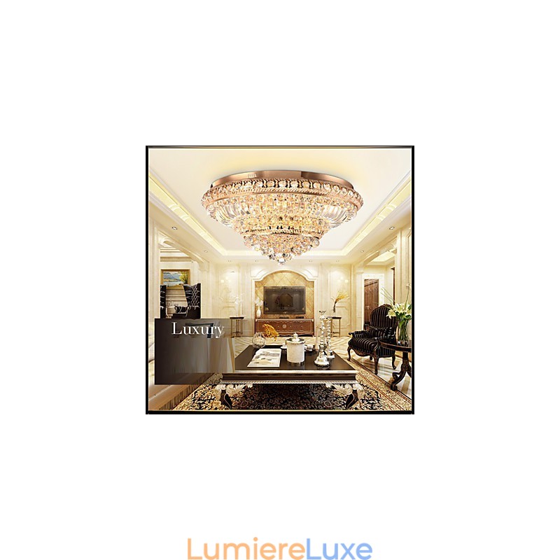 Plafonnier en cristal de luxe moderne avec dôme absorbant, diamètre 60 cm