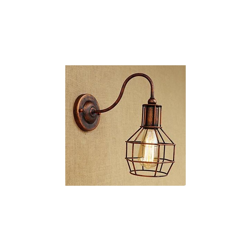 Lampe murale américaine à bras long en fer, style nostalgique et rétro, style créatif, couleur rouille, idéal pour un salon ou une étude