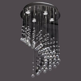 Plafonnier moderne contemporain en métal chromé et cristal