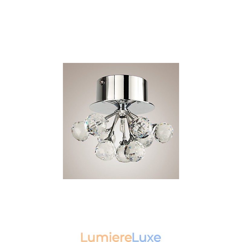 Plafonnier moderne contemporain en métal chromé de style mini cristal