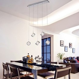Suspension moderne contemporaine en cristal chromé pour îlot